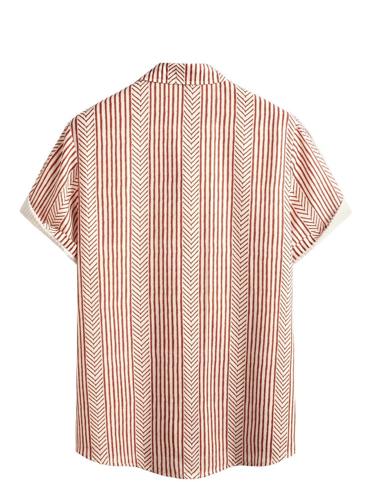 Big Size Retro Striped Chest Pocket Short Sleeve Shirt