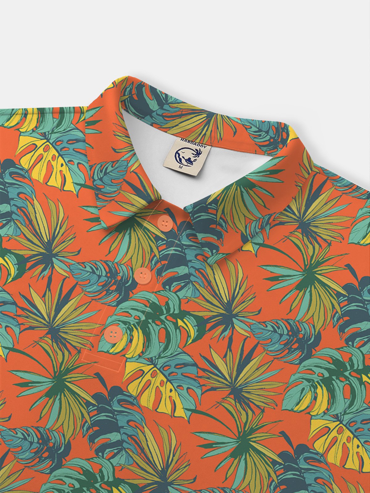 Moisture Wicking Golf Polo Tropical Plant Leaves