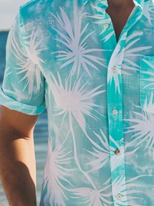 Cotton Hawaiian Plant Resort Casual Shirt