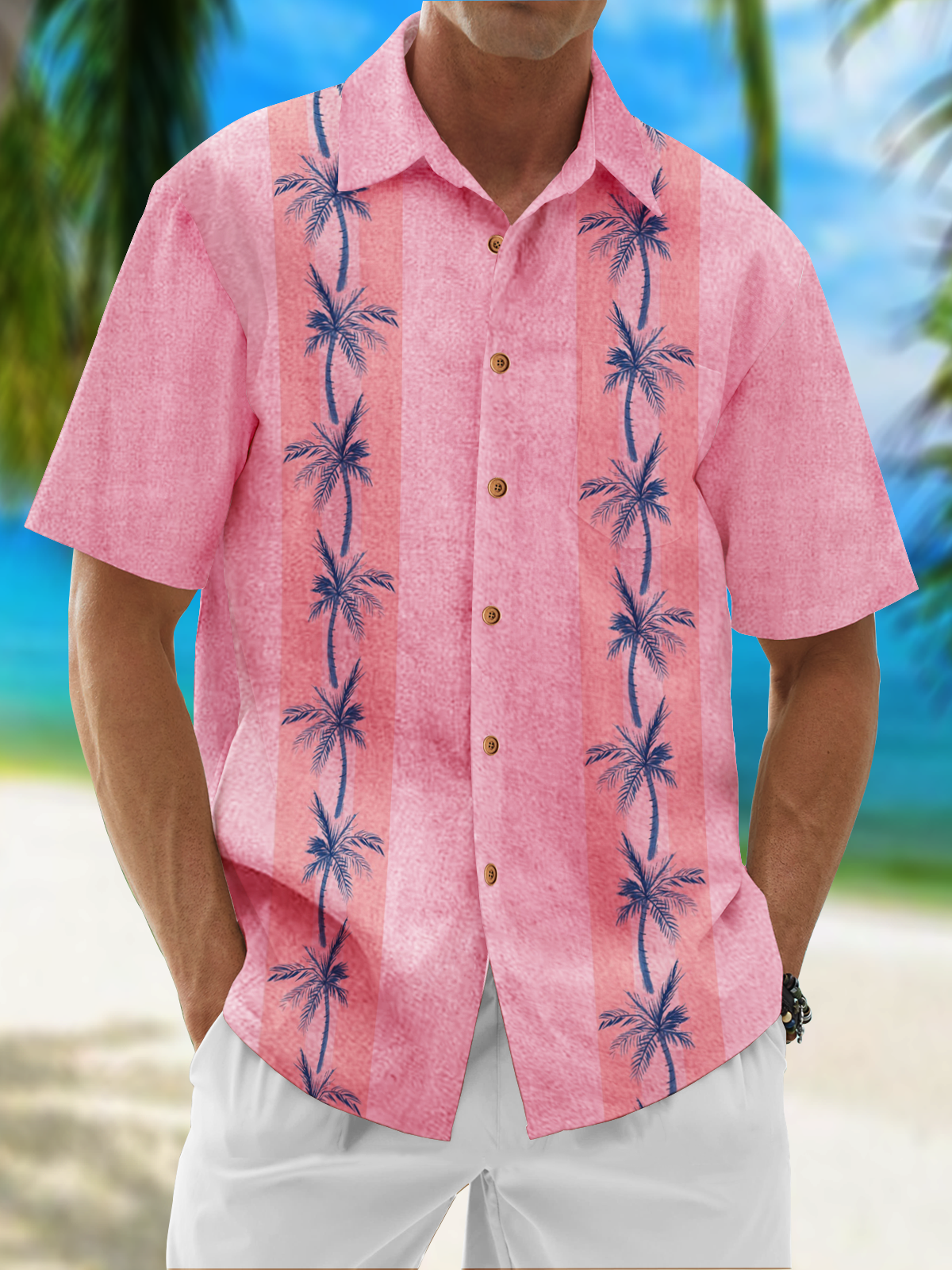 Moisture Wicking Striped Coconut Guayabera Shirt