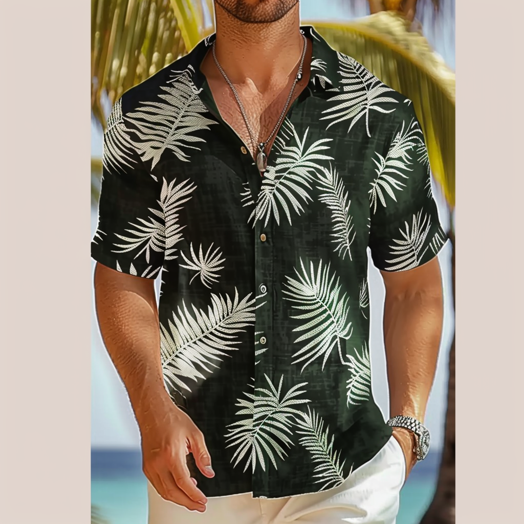 Moisture-wicking Breathable Palm Leaf Hawaiian Shirt