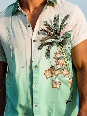 Moisture Wicking Gradient Coconut Hawaiian Shirt