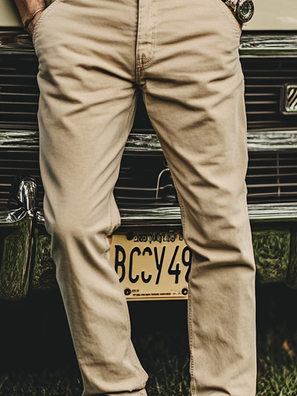 Cotton Plain Casual Chino Pants