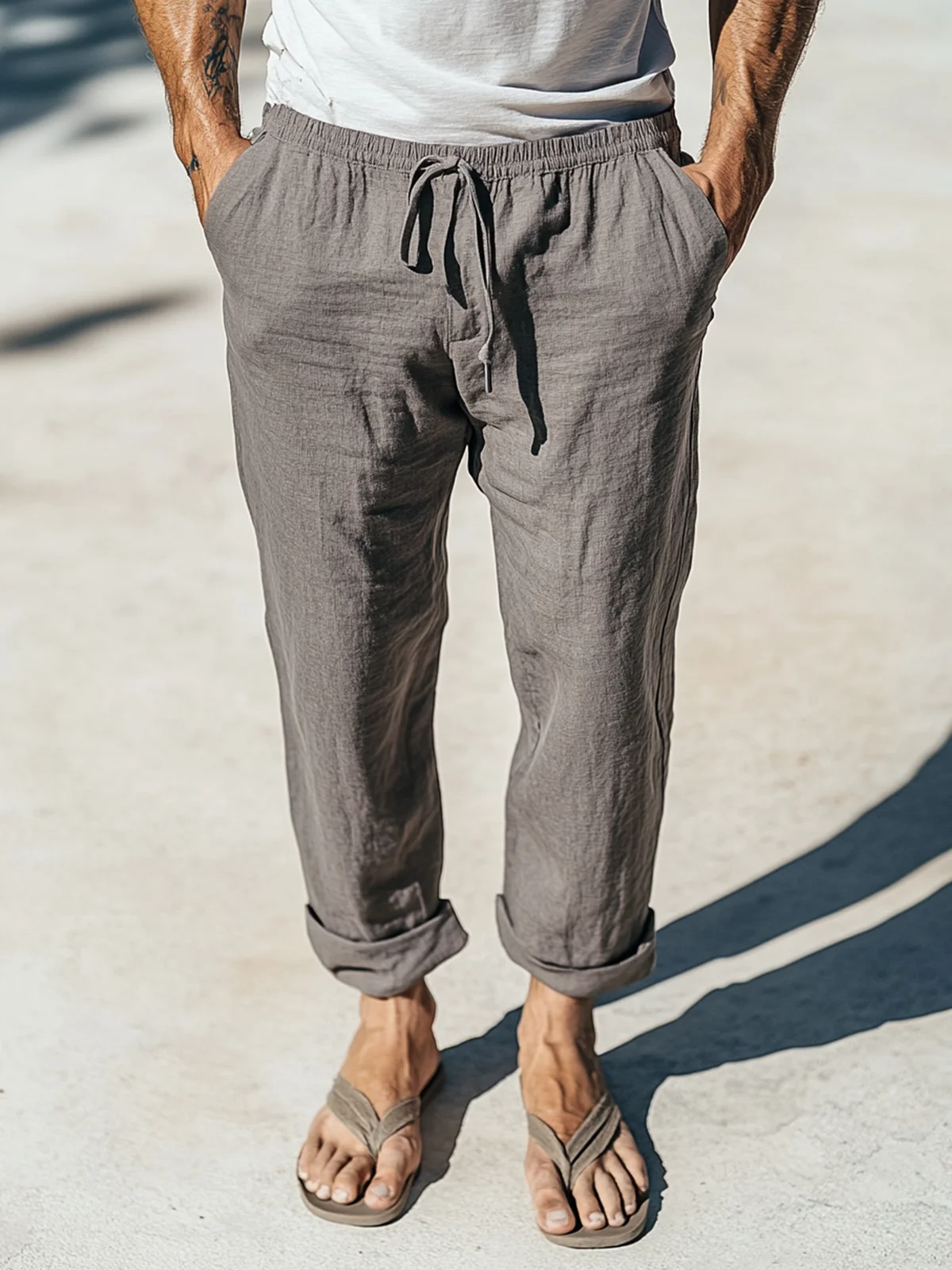 Cotton Plain Casual Pants