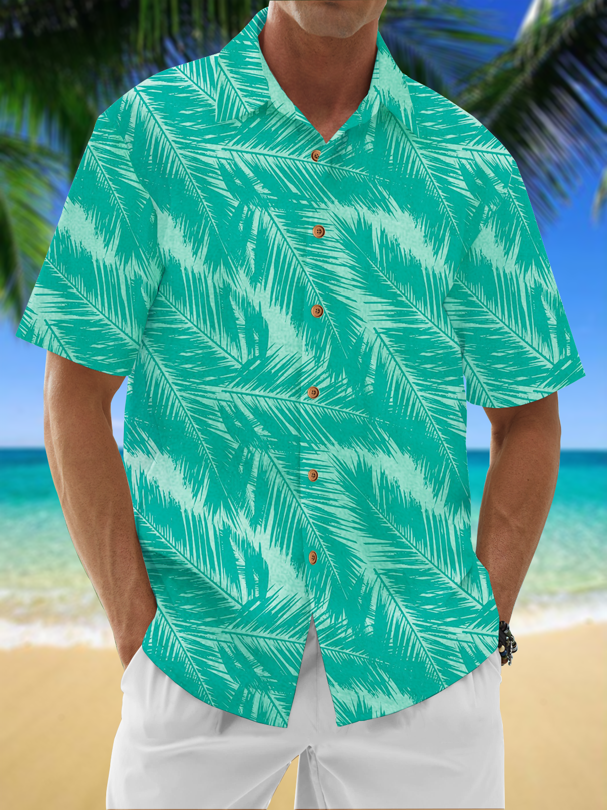 Moisture Wicking Botanical Chest Pocket Hawaiian Shirt