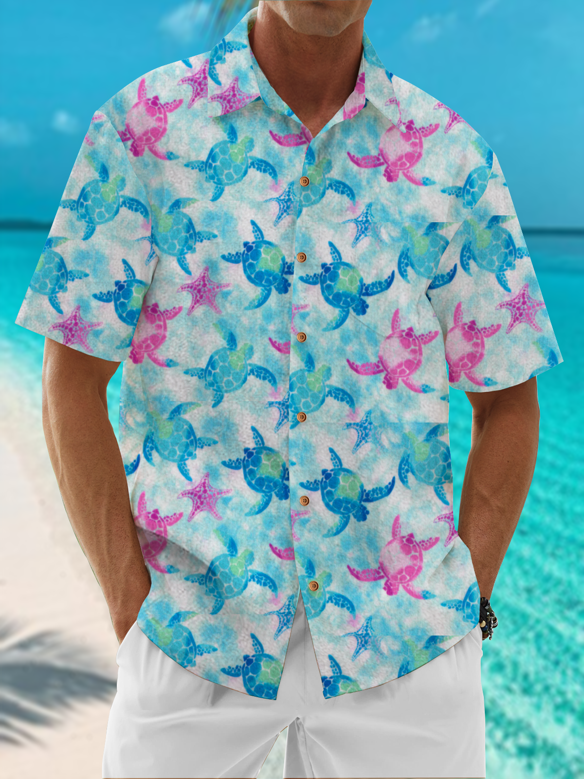 Moisture Wicking Turtle Chest Pocket Hawaiian Shirt