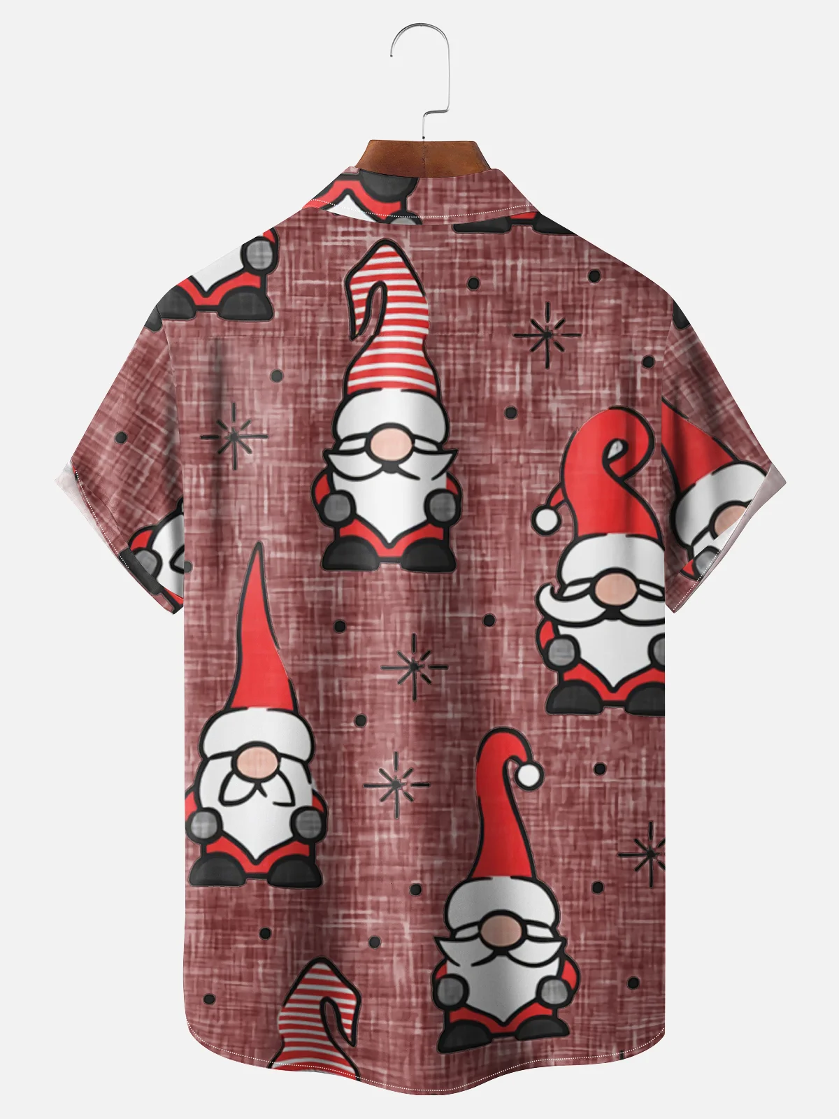 Men's Santa Print Casual Breathable Short Sleeve Shirt
