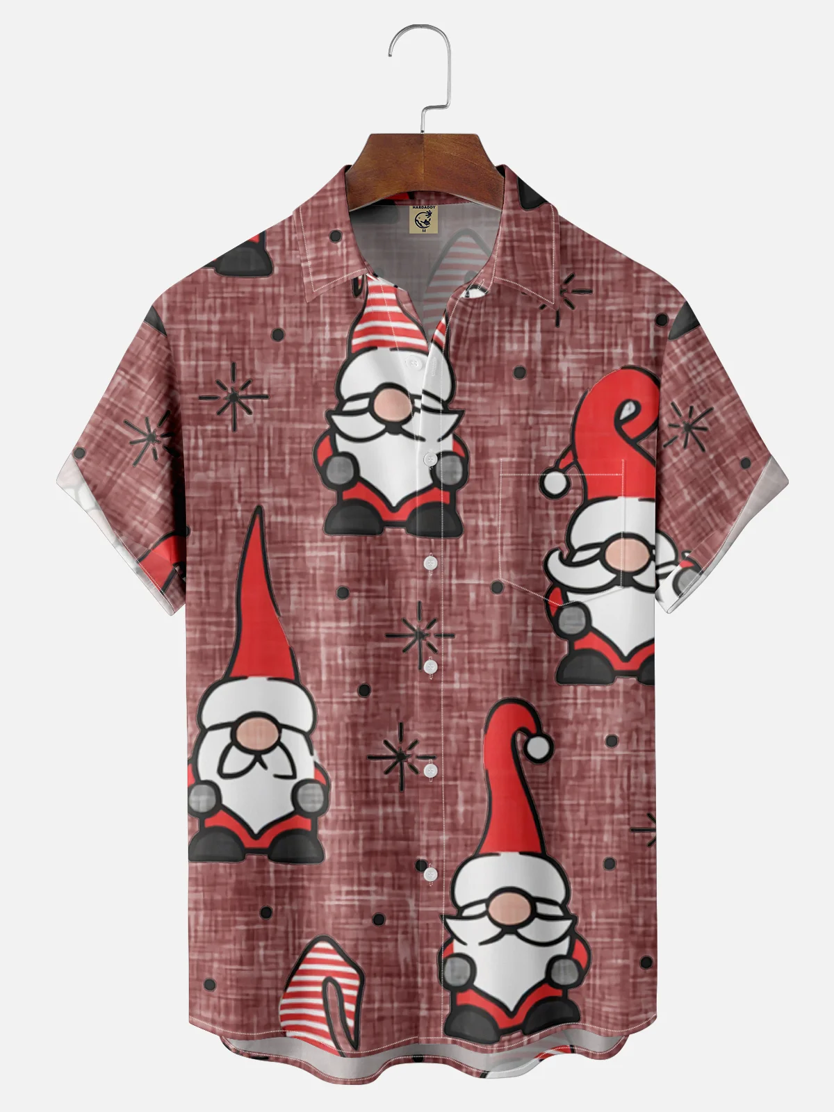 Men's Santa Print Casual Breathable Short Sleeve Shirt