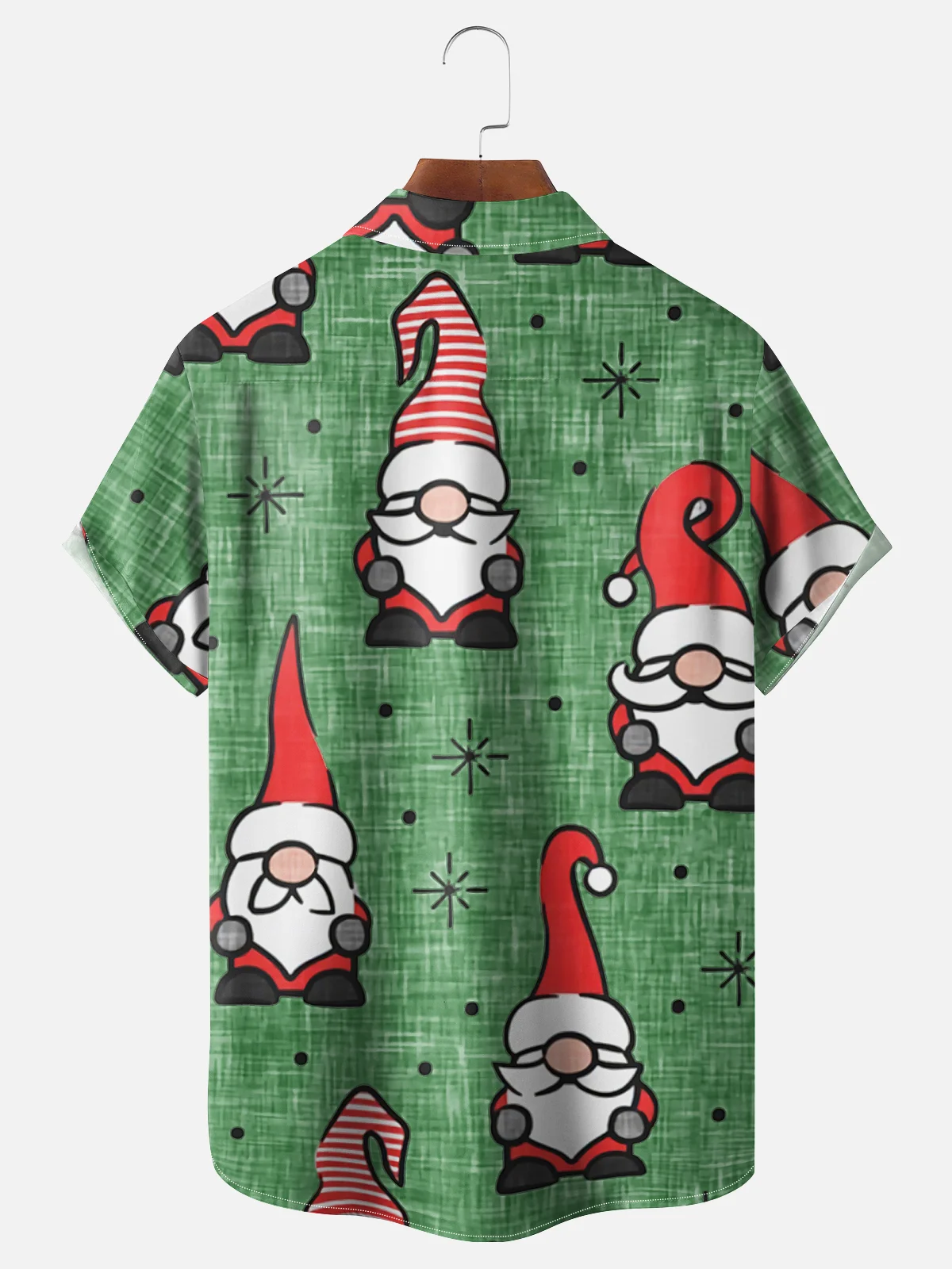 Men's Santa Print Casual Breathable Short Sleeve Shirt