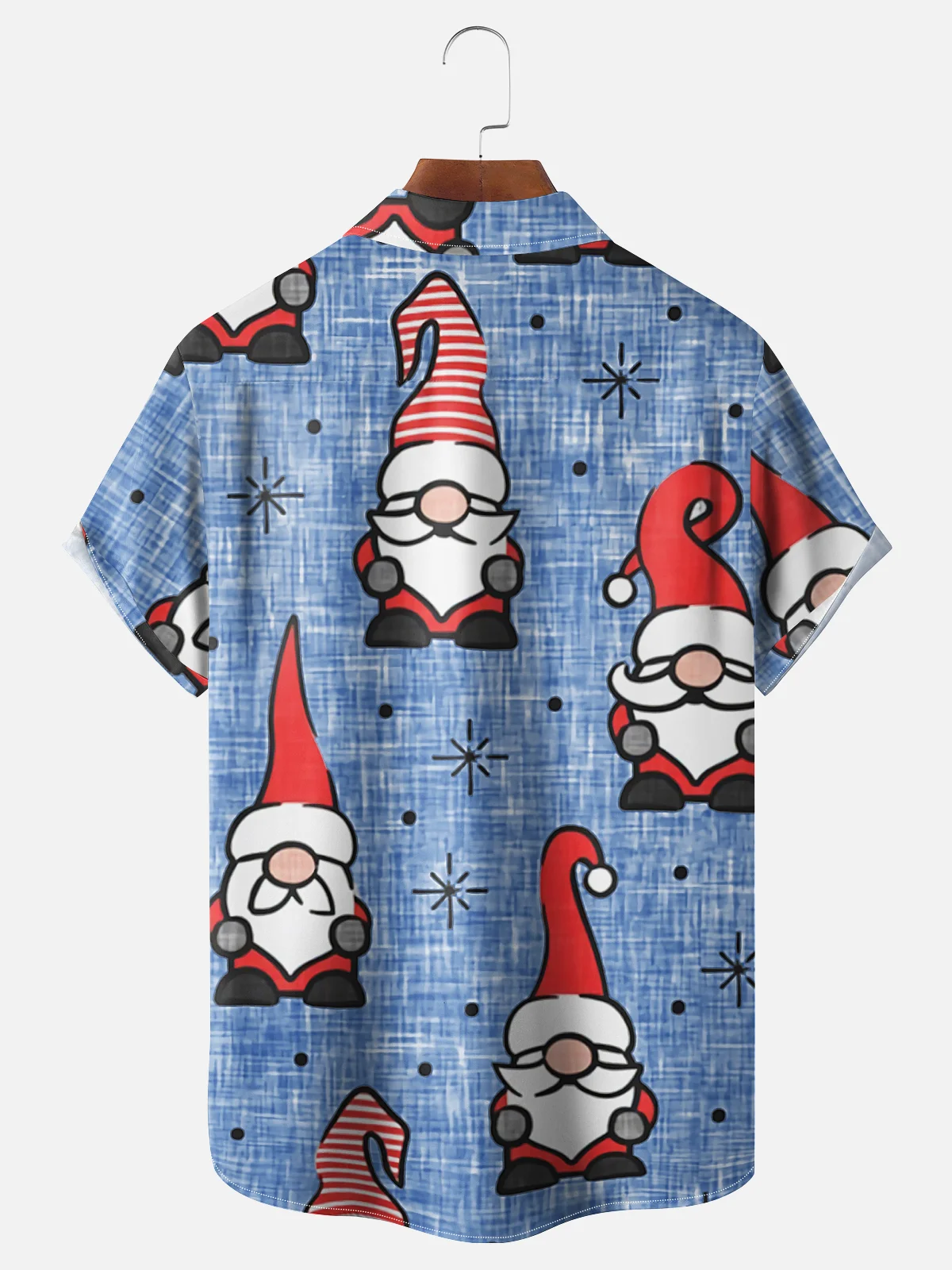 Men's Santa Print Casual Breathable Short Sleeve Shirt