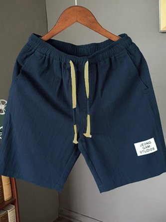 Men's Shorts Pockets Drawstring Solid Casual Shorts