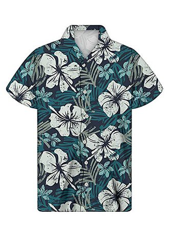 Men's Casual Printed Floral Shirt