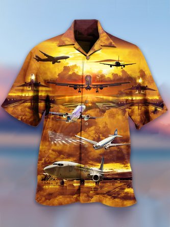 Printed Shirt Collar Plane Shirt