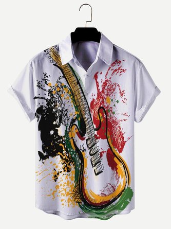 Music Printed Shirt Collar Shirts & Tops