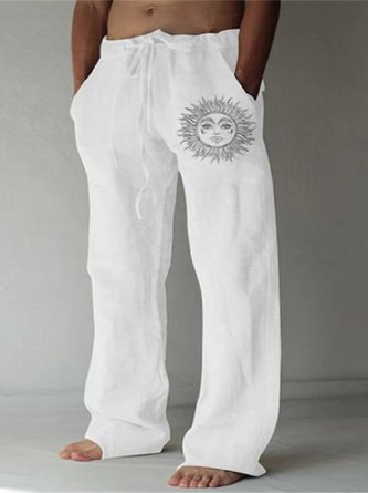 Men's linen pants casual trousers Loose lightweight drawstring yoga beach pants casual trousers