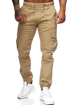 Solid Simple Pockets Cargo Pants