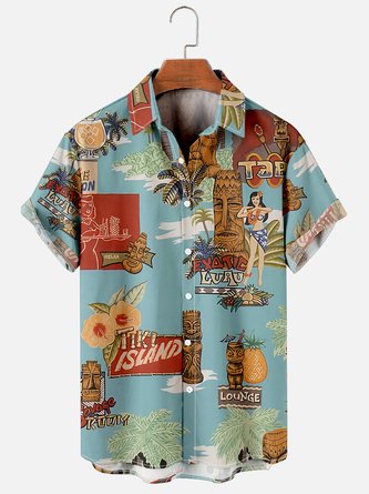 Retro Hippie Girl Hawaiian Short Sleeve Shirt