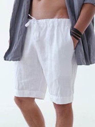 Men's Plain Cotton Linen Casual Shorts