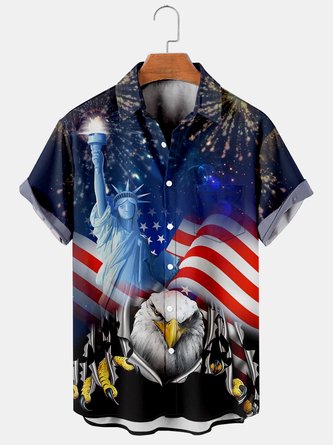 Men's Independence Day Print Casual Breathable Short Sleeve Shirt