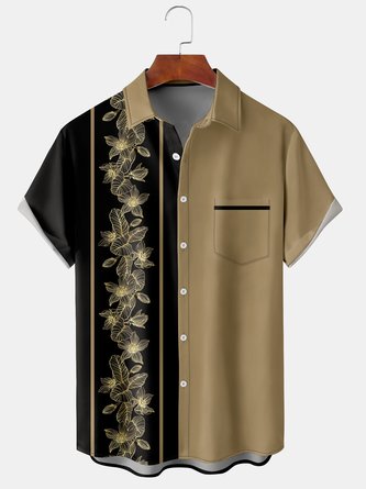 Men's Botanical Leaf Print Short Sleeve Shirt
