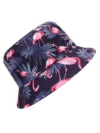 Men's Vacation Street Personality Flamingo Print Bucket Hat