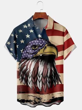 Mens American Flag Graphic Print Short Sleeve Shirt