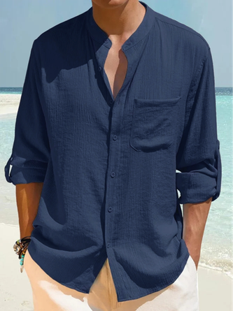Men's Casual Wrinkle Long Sleeve Shirt