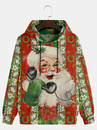 Santa Claus Floral Hoodie Sweatshirt