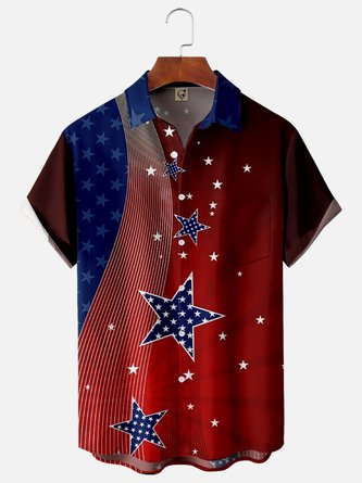 American Flag Chest Pocket Short Sleeve Shirt