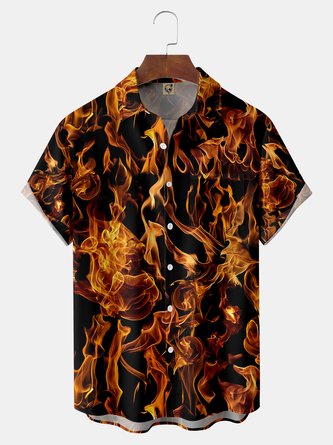 Flame Chest Pocket Short Sleeve Shirt