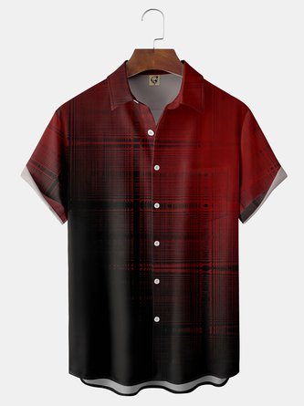 Geometric Contrast Chest Pocket Short Sleeve Shirt