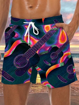 Guitar Drawstring Beach Shorts