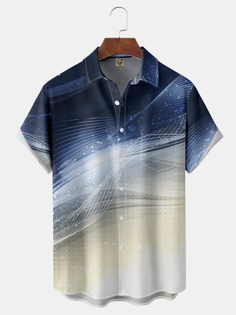 3D Lines Chest Pocket Short Sleeve Shirt