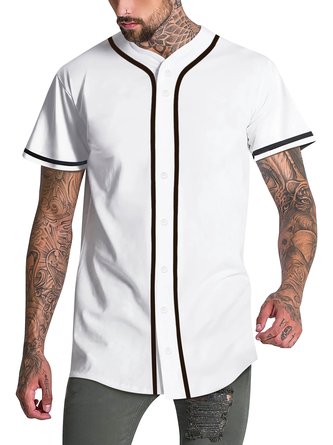 Color Block Short Sleeve Baseball Shirt