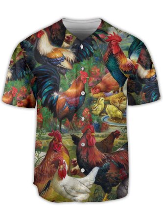 Rooster Short Sleeve Baseball Shirt