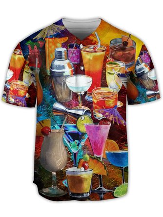 Cocktail Short Sleeve Baseball Shirt