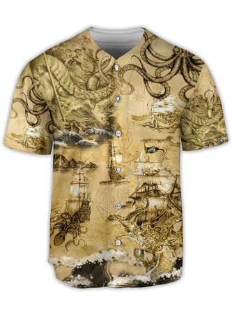 Viking Sailing Boat Short Sleeve Baseball Shirt