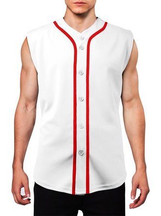 Color Block Sleeveless Baseball Shirt