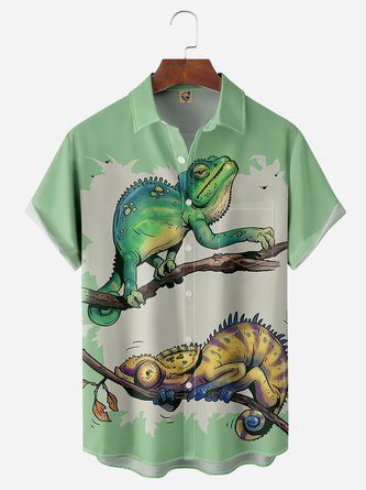 Chameleon Chest Pocket Short Sleeves Casual Shirts