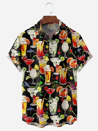 Cocktail Chest Pocket Short Sleeve Hawaiian Shirt