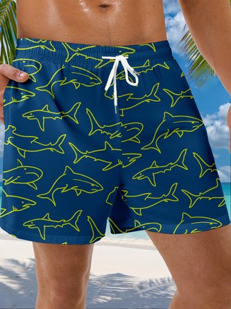 Great White Shark Drawstring Beach Shorts