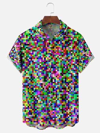 Mosaic Chest Pocket Short Sleeve Casual Shirt