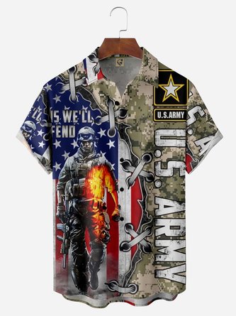 Veterans Chest Pocket Short Sleeve Casual Shirt
