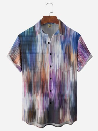 Abstract Geometric Chest Pocket Short Sleeve Casual Shirt