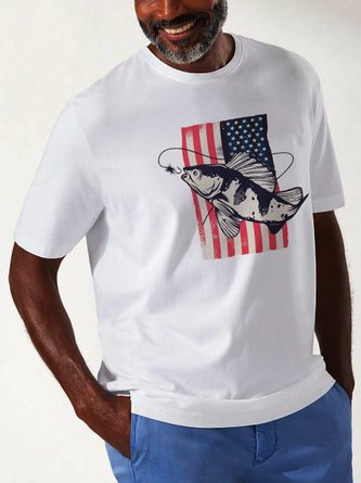 American Flag Crew Neck Short-sleeved T-shirt