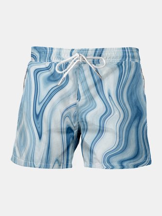 Marble Texture Drawstring Beach Shorts