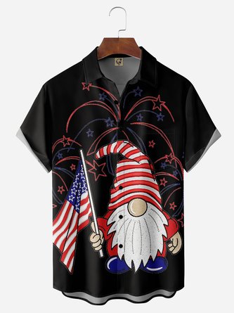 American Flag Gromes Chest Pocket Short Sleeve Casual Shirt