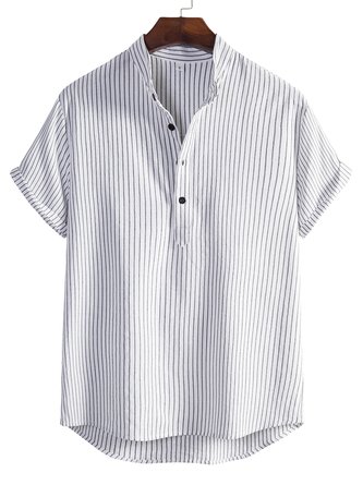 Men's Cotton-Blend Vintage Shirt Collar Shirts