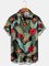 Mens Hawaiian Hibiscus Floral Print Lapel Loose Chest Pockets Short Sleeve Funky Aloha Shirts