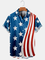 Mens American Flag Casual Breathable Chest Pocket Short Sleeve Hawaiian Shirts
